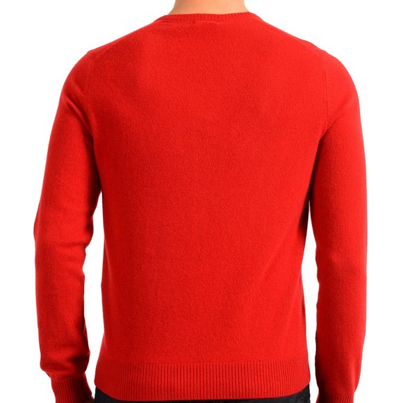 Malo Optimum Men's Brick Red 100% Cashmere V-Neck Pullover Sweater - Picture 3 of 6